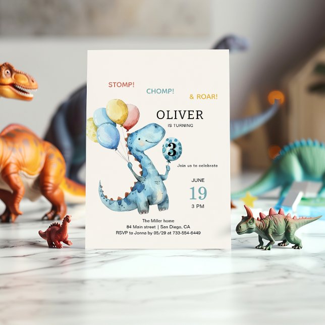 Convite de Aniversário Stomp & Roar Dinosaur (Criador carregado)