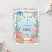 Convite de Aniversário Submarino, Oliver 4 anos