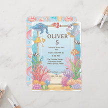 Convite de Aniversário Submarino, Oliver 4 anos