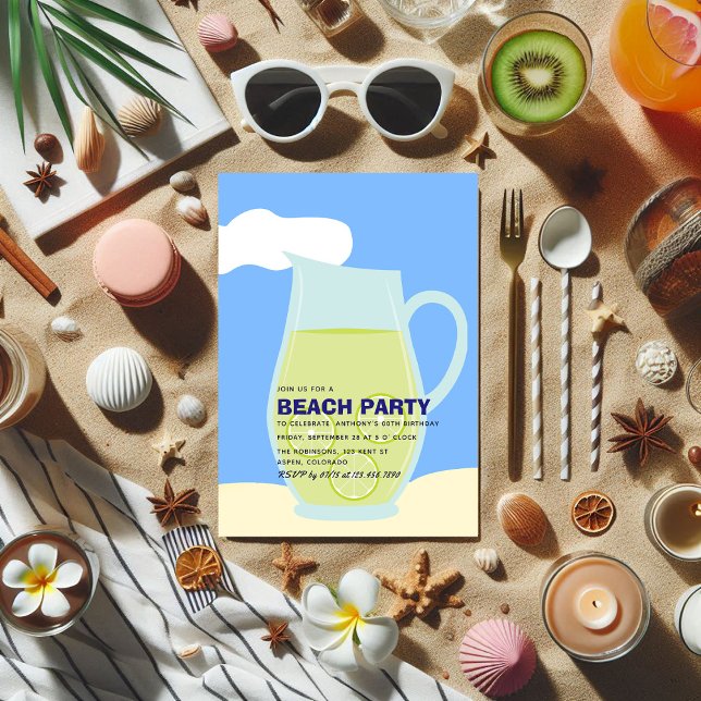 Convite de aniversário Summer Beach (Summer Beach Birthday Party Invitation)
