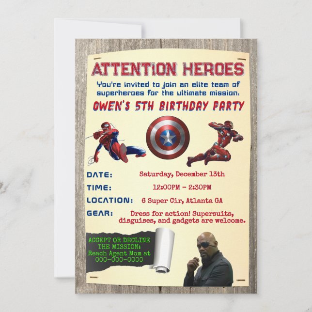 Convite de Aniversário Super-Heróis Unem-se (Frente)