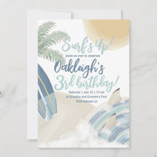 Convite de aniversário surf