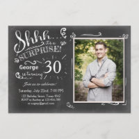Convite de aniversário surpresa 30 Chalkboard Rust