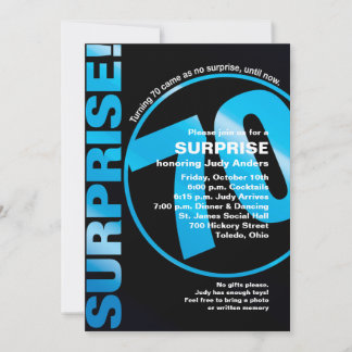 Convite de aniversário surpresa - 70 azul