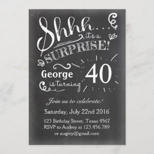 Convite de aniversário surpresa Chalkboard Rustic