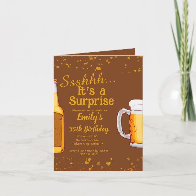Convite de aniversário surpresa da cerveja (Frente)