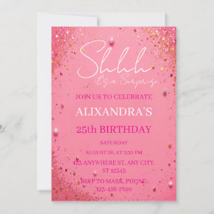 Convite de aniversário surpresa Dourado rosa, edit