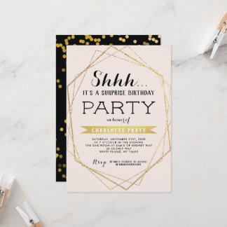 Convite de Aniversário Surpresa Gold Blush Shh