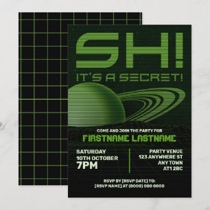 Convite de Aniversário Surpresa Green Retrowave