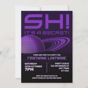 Convite de Aniversário Surpresa Purple Retrowave