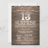 Convite de Aniversário Surpresa Rústico 13 Anos