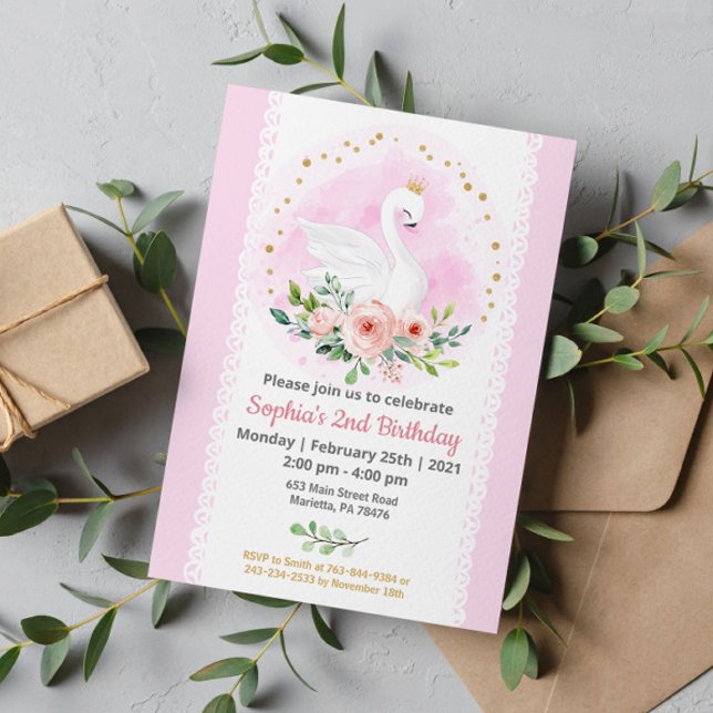 Convite de aniversário Swan Princess (Criador carregado)