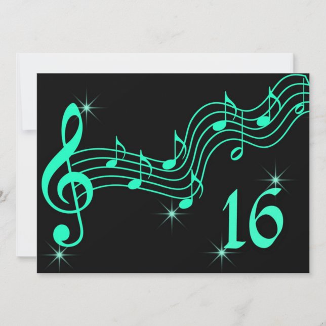 Convite de Aniversário Sweet Sixteen Notas Musicai (Frente)