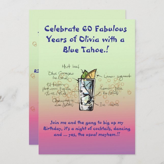 Convite de aniversário Tahoe Azul (Frente/Verso)