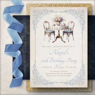 Convite de Aniversário Tea Party Azul