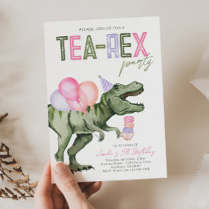 Convite de aniversário Tea-Rex