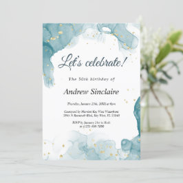 Convite de aniversário Teal e Dourado