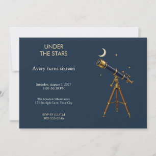 Convite de Aniversário Telescópio Olhar as Estrela