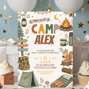 Convite de Aniversário Tema Acampamento Menino Qua