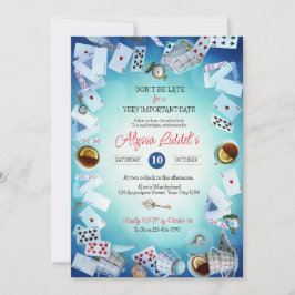 Convite de aniversário Tema Alice no país das mara