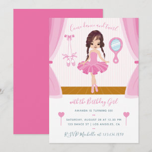 Convite de aniversário tema Bailarina Rosa