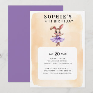Convite de aniversário Tema Ballerina Bunny