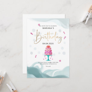 Convite de Aniversário   Tema Bolo Rosa   Custo