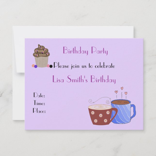 Convite de Aniversário Tema Café (Frente)