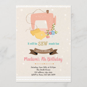 Convite de aniversário tema costura retrô