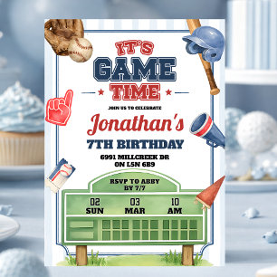 Convite de Aniversário Tema de Beisebol Hora do Jo
