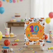 Convite de Aniversário Tema Esportes 10 Anos