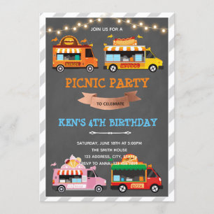 Convite de aniversário tema foodtrucks