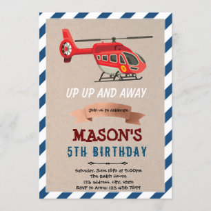 Convite de aniversário tema helicóptero avião