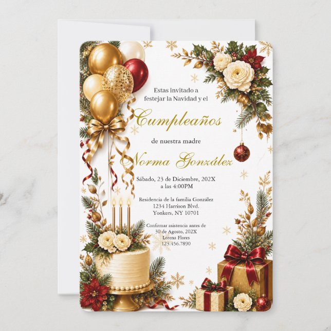 Convite de Aniversário tema Natal  (Frente)