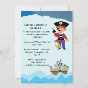 Convite de Aniversário Tema Pirata