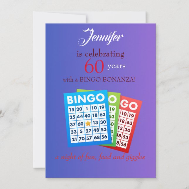 Convite de aniversário temático BINGO (Frente)