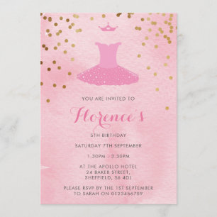 Convite de aniversário temático da bailarina