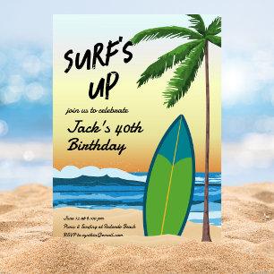 Convite de Aniversário Temático de Praia Surf's Up
