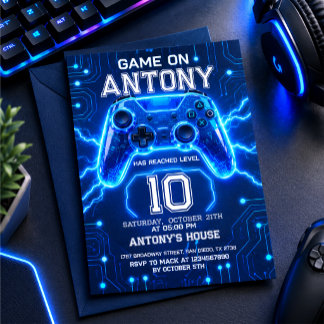 Convite de aniversário temático de videogame