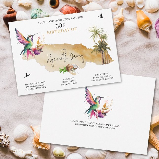 Convite de Aniversário Temático Jamaicano (Island theme birthday Invitation for your next sunny theme party)