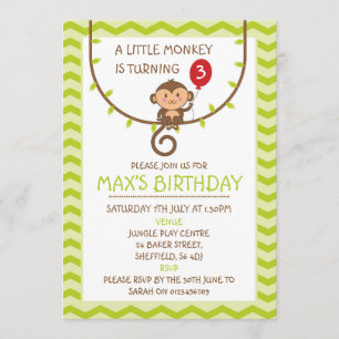 Convite de aniversário temático macaco