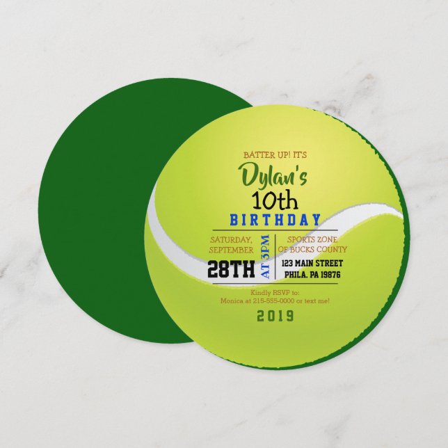 CONVITE DE ANIVERSÁRIO TÊNIS ROUND (Frente/Verso)