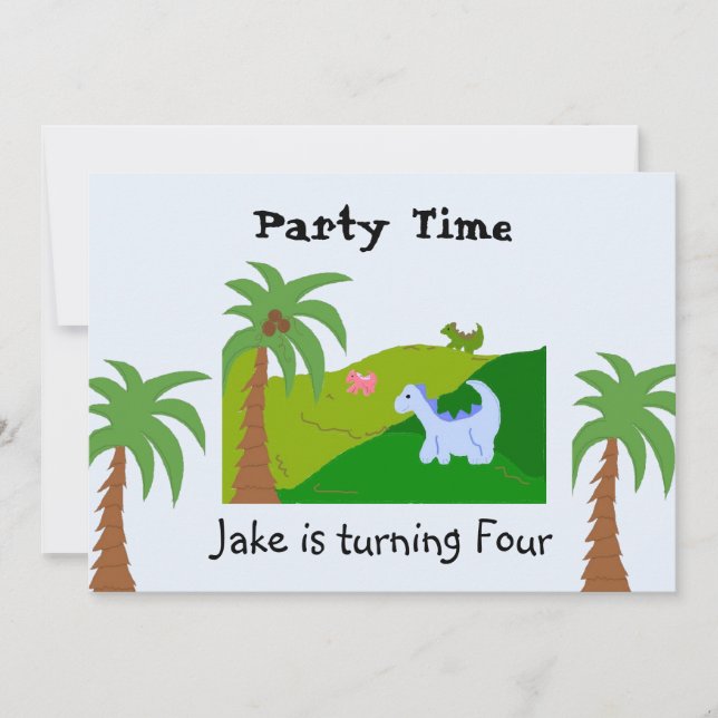 Convite de Aniversário Terra dos Dinossauros (Frente)