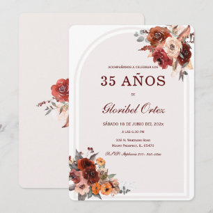 Convite De Aniversário Terracota Borgonha