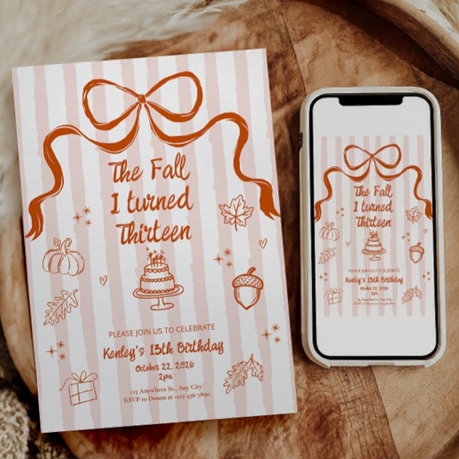 Convite de Aniversário The Fall I turned 13 (The fall I turned thirteen birthday invitation)