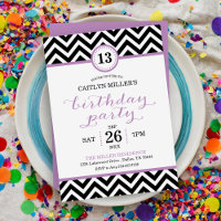 Convite de aniversário Trendy Zigzag Chevron