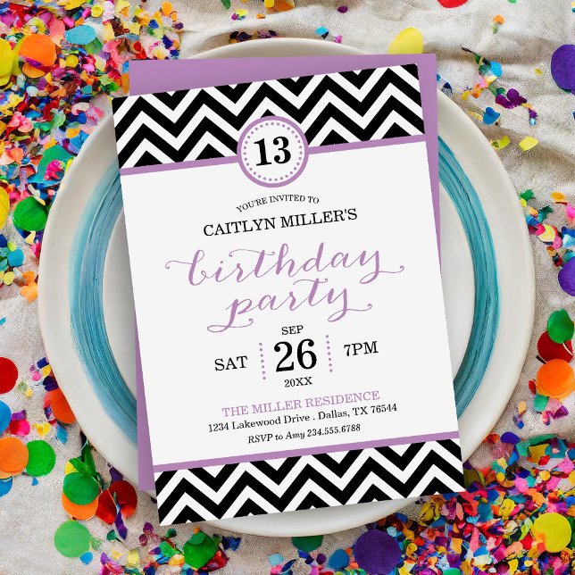 Convite de aniversário Trendy Zigzag Chevron (Criador carregado)