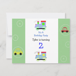 Convite de Aniversário Trens e Carros
