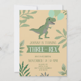 Convite de Aniversário Três-Rex