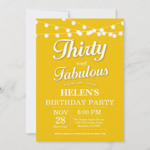 Convite de Aniversário Trinta e Fabuloso Amarelo